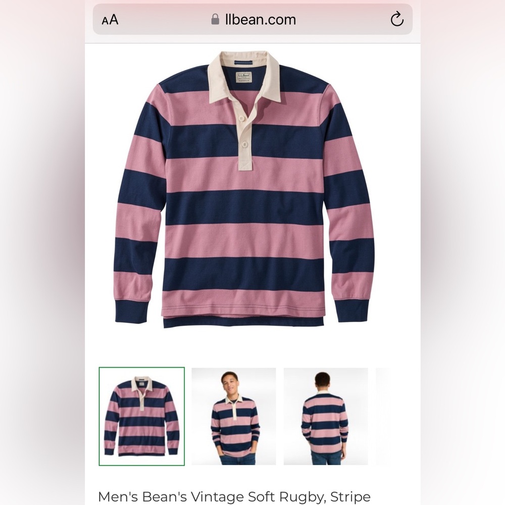 LL Bean Men's Bean's Vintage Soft Rugby, Stripe